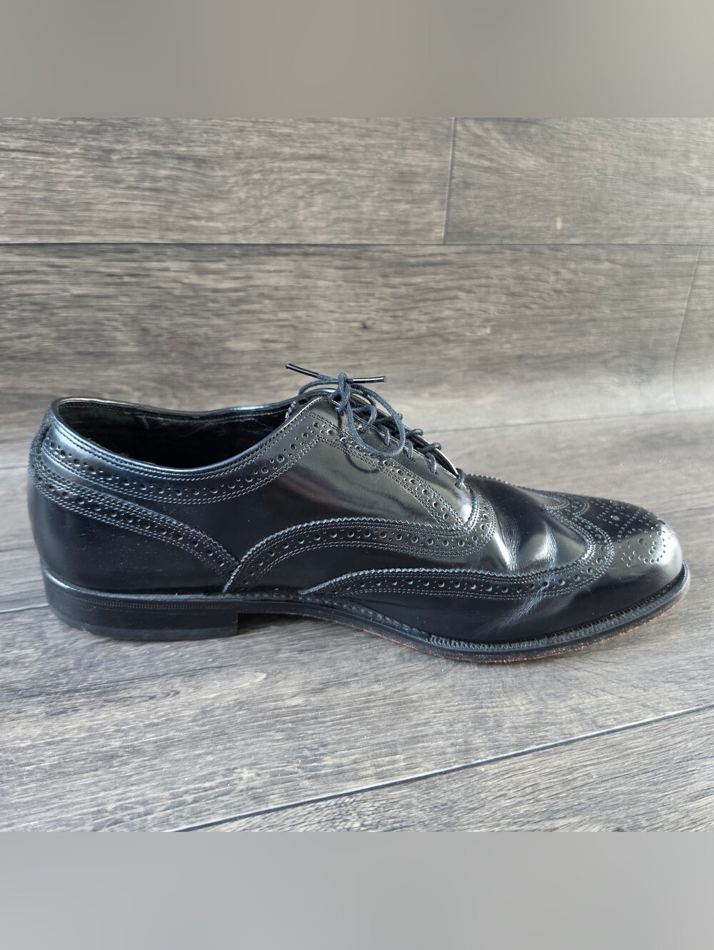 Florsheim Lexington Black Wing Tip Lace Up Oxfords Dress Shoes 10.5 3E
